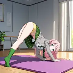 千早愛音がストレッチしてパンチラ