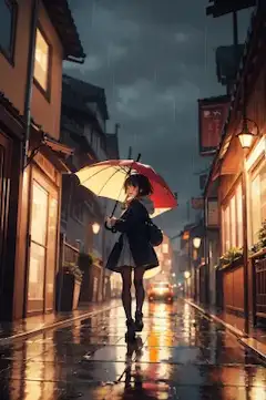 雨の路地で交差する運命