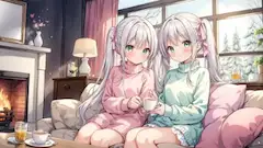 双子の姉妹と冬の暖かな秘密の時間
