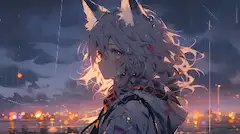 雨夜の狐娘、街の灯に寄せて
