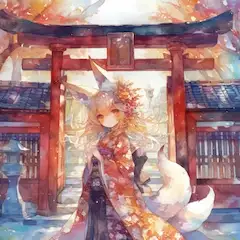 神社の狐巫女