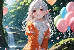 森のエルフと虹色の風船の約束