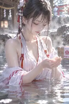 湯浴みして身を清める巫