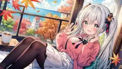 秋風に舞う少女の穏やかな午後