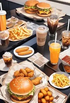 おそろしい画像を生成してしまった……うまそうᐠ( ᐖ )ᐟ🍔🍟🥤