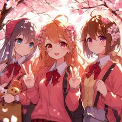 卒業旅行中の、アホ毛の女の子達★(2枚)