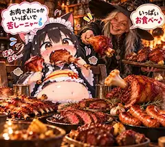 お肉でおにゃかが苦しいニャ～(TOT)