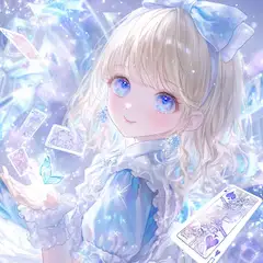 青いリボンの少女と魔法のカード