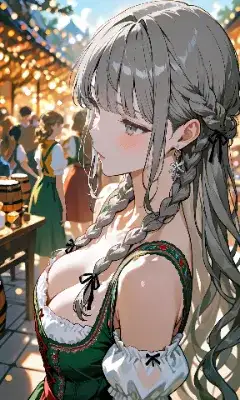灰色髪ロング　ディアンドル