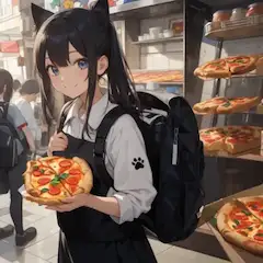 ピザ黒猫