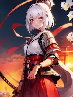 夕日と武士
