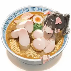 ラーメンに浸かる少女