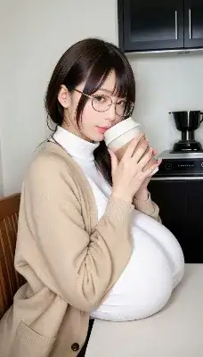コーヒーを楽しむ眼鏡の女性