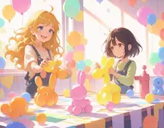 黒髪＆ブロンド・風船アート