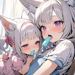 アイスを舐めるきつね