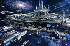 惑星ニドラスのある世界線の”銀河”間船ワープジャンクション宇宙港シティー群。