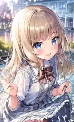 ずぶ濡れではしゃぐ少女