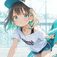 スケボー少女の夏風挑戦