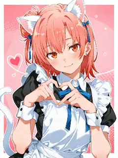 （由比ヶ浜結衣）猫耳メイドの恋するハートサイン