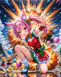 必殺技を決める魔法少女（5枚）