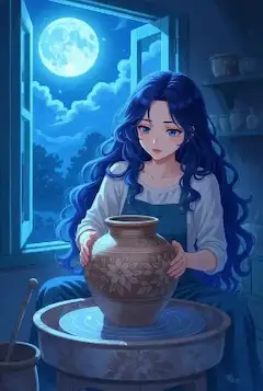 月の明かりで