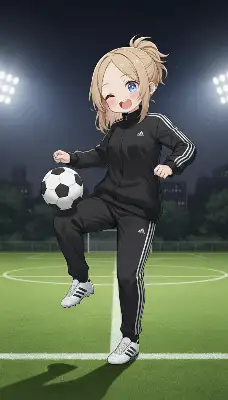 リフティングするサッカー少女