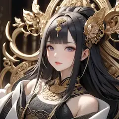 黄金の装飾に包まれる黒髪美姫