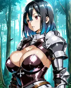 光差す森で出会う、青髪の女騎士