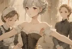 コルセット装着中