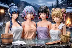 雪山温泉の少女たち/リンちゃん雫ちゃん美咲さん巴ちゃん /温泉露天風呂フィギュア
