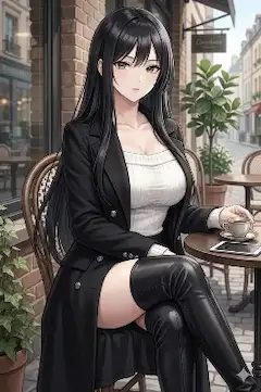 パリの街角で待つ美女