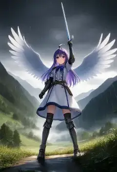 剣を空に掲げる