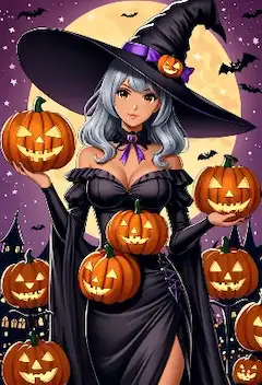 満月の夜に微笑む銀髪の魔女