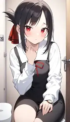 最中にドアを開けられ驚く四宮かぐや