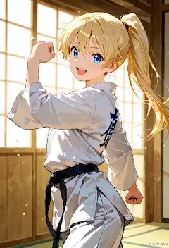 道場に響く笑顔 ～金髪空手少女～