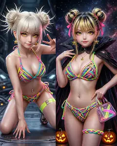ツインテール美少女・Himi&Tomoe❤️Knot ROPE Couure Bikini