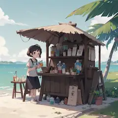 浜辺の水売り