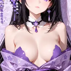 紫藤の花に魅せられた美女