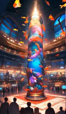 [動画]金魚のロビーフロアアート