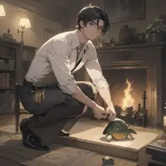 暖炉の傍は暖かいぞ