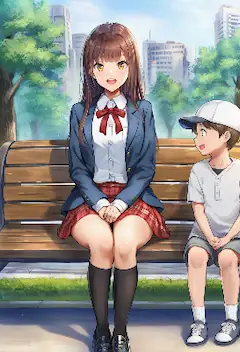 公園ベンチの優しいお姉さん