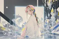 幻想の水晶都市に佇む