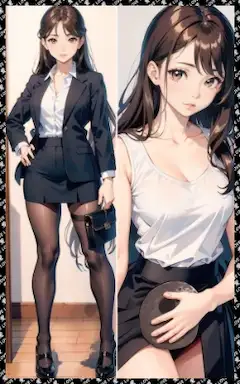 巨乳ロングヘア美女のエロい制服いろいろ