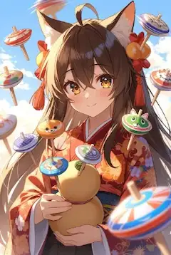 瓢箪から駒ではなく独楽がでてくる文化がある世界線のとある新年の少女