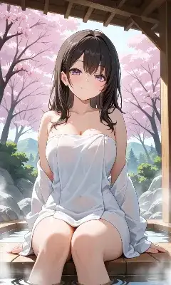 桜の湯に微笑む少女