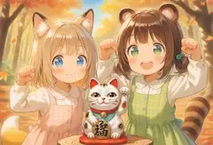 コン子とポン子・招き猫