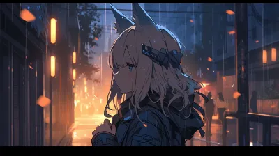 雨夜の街で囁くキツネの記憶