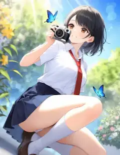 蝶を追うカメラ少女