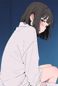 照れた少女の深夜の秘密