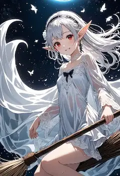 月夜に舞う白銀のエルフ魔女